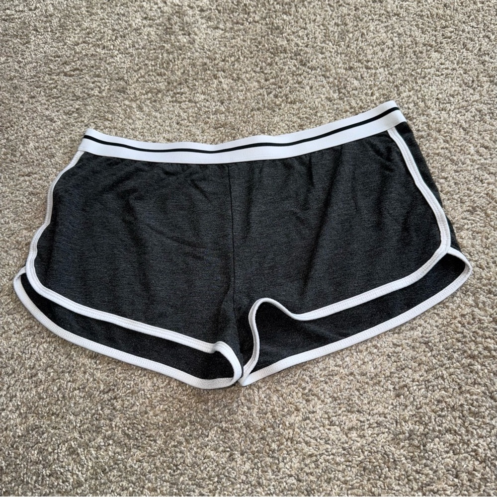 Weekend Soul -  Dark Charcoal Grey Lounge Shorts with White Trim - Large